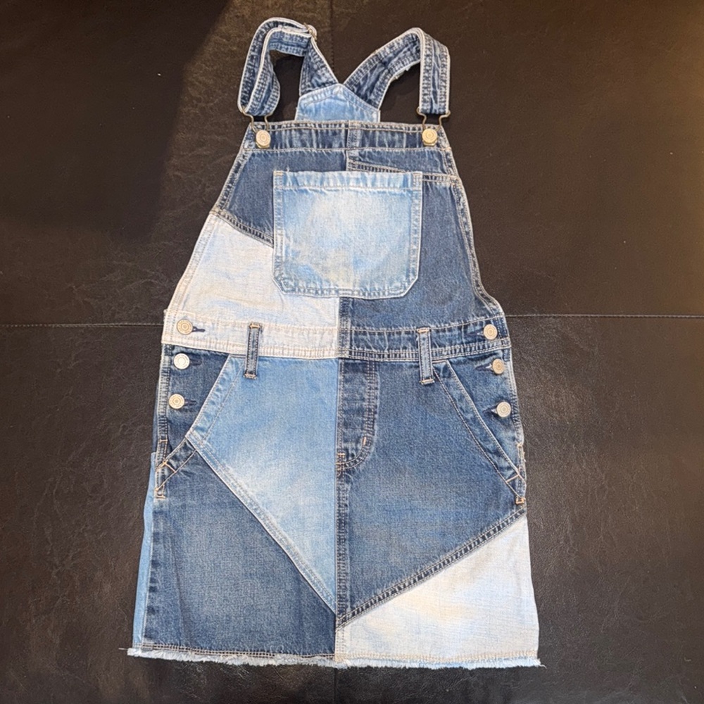 Kids Denim Patchwork Overalls